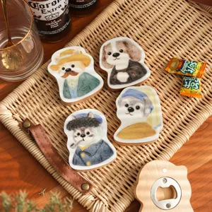 Kreative Cartoon Hund Holz Kühlschrankmagnet Flaschenöffner Künstlerische Parodie Stil Kühlschrank Aufkleber Haus Küche Dekor Reise Souvenir Geschenk