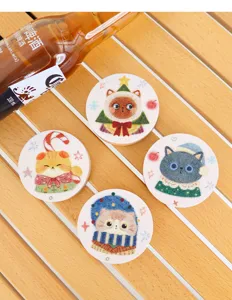 Weihnachts Katze Holz Flaschenöffner Kühlschrankmagnet Set, süßes Tier Design praktisches Tool.