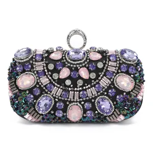 Sparkling crystal evening clutch bag handmade rhinestone beaded luxury wedding purse for women