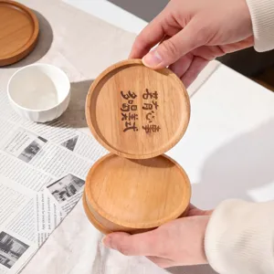 Kreativer Japanischer Untersetzer aus Buchenholz Rund Hitzebeständige Tischmatte Für Kaffeetasse Desktop Dekoration