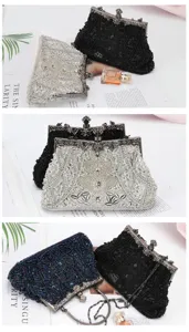 Borsa da sera con perline vintage pochette artigianale per donna elegante banchetto festa retrò