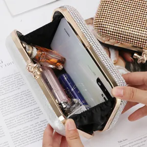 Rhinestone evening clutch bag for women sparkling crystal wedding prom shoulder handbag
