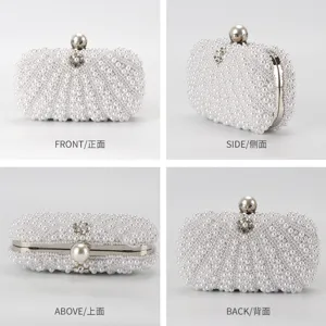 Élégant sac de soirée perlé pour femme, mini pochette de mariage avec chaîne délicate.