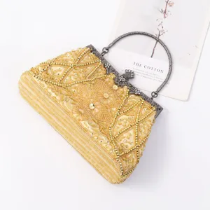 Elegante borsa da sera dorata di perline pochette vintage con paillettes per cheongsam