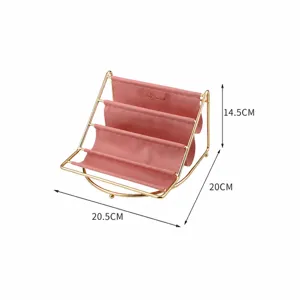 Organisateur de rangement étagé de bureau or rose, étagère en fer stylée pour dortoir.