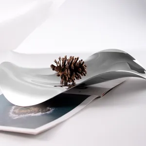Modern stainless steel wavy fruit plate decorative candy tray creative home living room decor