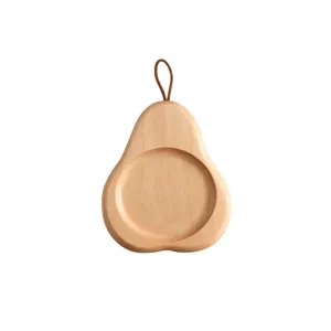 Kreativer Birnenförmiger Holz Untersetzer Hitzebeständig Nordamerikanischer Schwarzer Walnuss Buche Akazie Teematte Mit Lederband Retro Deko