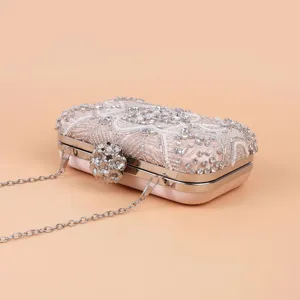 Elegant rhinestone evening clutch bag, luxury beaded shoulder bag for wedding party