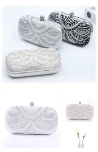 Elegante borsa da sera da donna con perline paillettes scintillanti festa nuziale pochette