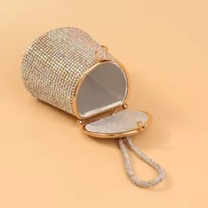 Sparkling rhinestone bucket evening bag for women luxury crystal clutch purse for party prom wedding