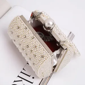 Mini pearl evening bag elegant clutch purse for wedding party bridal handbag with pearls