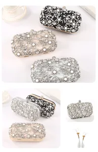 Crystal rhinestone evening clutch bag detail showing exquisite handmade beadwork and metal frame.