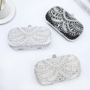 Elegante borsa da sera con perline da donna, pochette da festa in strass, borsetta da sposa.