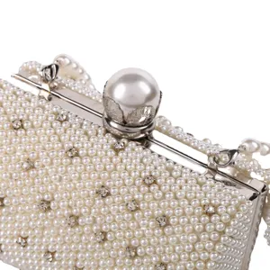 Elegant pearl evening clutch bag mini rhinestone bridal handbag for women wedding party dress