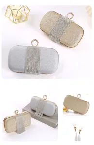 Elegant rhinestone fringe glitter evening clutch bag for women wedding party shoulder purse