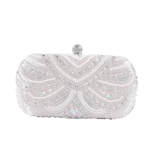 Elegante borsa da sera con perline per donne, lussuosa pochette da festa matrimonio con cristalli.