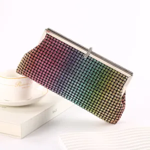 Gradient Rhinestone Evening Clutch Bag Sparkly Crystal Party Purse for Women Luxury Wedding