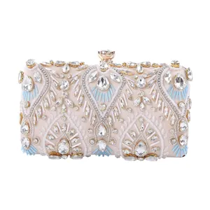 Elegant rhinestone beaded evening clutch bag for women wedding party shoulder messenger bag