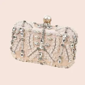 Sac de soirée perles strass fait main, élégante pochette de mariage pour femme mode.