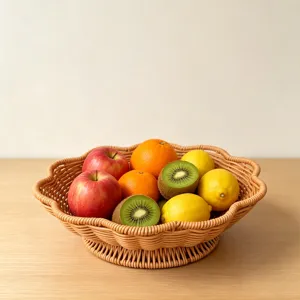 Geflochtener Obstkorb Rattanoptik Aufbewahrungsschale Snackschale fuer Kueche und Tisch