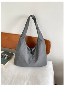 Large capacity dark grey shoulder bag, simple lazy casual hobo bag for women commute daily use.