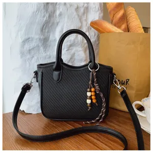 Nischen gewebte Damen Eimer Tasche retro stilvolle Umhaengetasche Herbst neue Modetasche