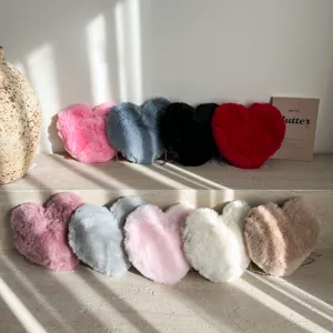 Cute plush heart-shaped cross-body bag stylish fluffy shoulder purse for women and girls