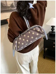 Korean style chic polka dot baguette bag, casual daily shoulder underarm bag for women and girls.