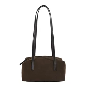 Sac à épaule rétro en suède marron pour femme, cabas minimaliste élégant pour l'automne.