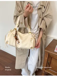 Borsa Tote Morbida in Pelle Casual Donna Vintage Pieghe Coulisse Borsa a Spalla 2026