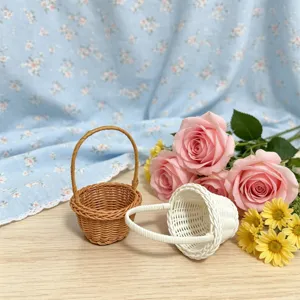 Mini panier tresse style pastoral accessoire decoratif petit panier de fleurs pour interieur