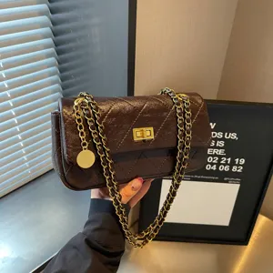 Women Classic Quilted Chain Shoulder Bag PU Leather Luxury Designer Underarm Crossbody Handbag Daily Commute