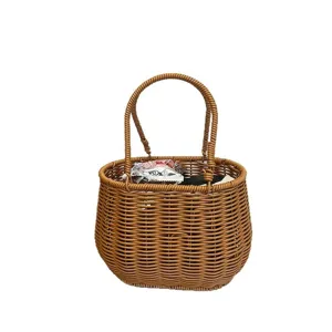 Handgefertigter Muschel Korb in Rattan-Optik tragbar Geschenk Blumen Obst Aufbewahrung
