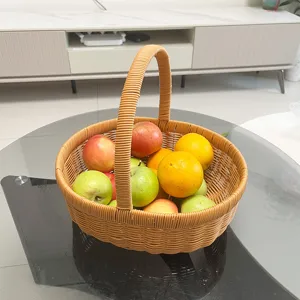 Imitation Rattan Handmade Woven Storage Basket Pumpkin Basket Fruit Egg Basket Pastoral Style Home Living Room Container