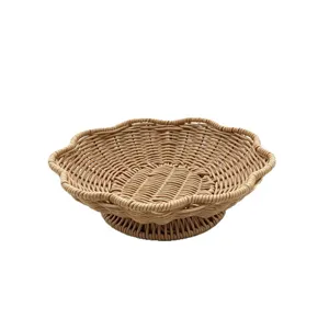 Handgemachter gewebter Rattan-Fruchtkorb Snack-Aufbewahrungsschale Desktop-Organizer-Schale.
