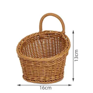 Gewebter Hängekorb Wandmontage Rattan Aufbewahrungskorb für Küche Zwiebel Knoblauch 16x13cm