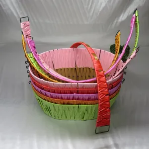 Cesta de Frutas de Ratán Plástico Tejido a Mano Cesta de Almacenamiento de Pan y Aperitivos Cesta de Regalo para Cocina Hogar