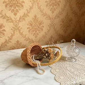 Mini panier fleurs rotin synthétique style pastoral accessoire photo décoration bureau