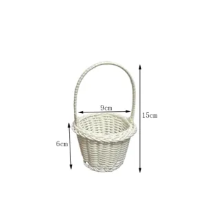 Mini panier de fleurs tressé blanc, corbeille de rangement et accessoire photo, 15cm de haut.