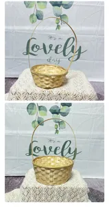 Cesta de flores de bambú tejida a mano estilo pastoral cesta de boda contenedor decorativo
