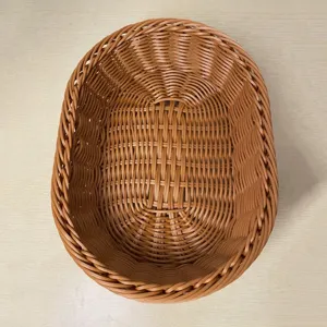 Imitation rattan storage basket oval woven basket for bread fruit desktop organizing