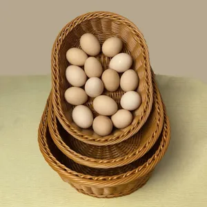 Simulated Rattan Bread Fruit Snack Supermarket Display Basket Desktop Storage Organizer Woven Storage Basket