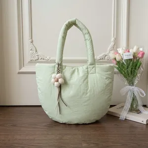 Damen Casual Stoff Wolke Tote Bag Süße Nähte Puffer Handtasche Stilvolle Unterarm Schultertasche Für Den Täglichen Pendelverkehr