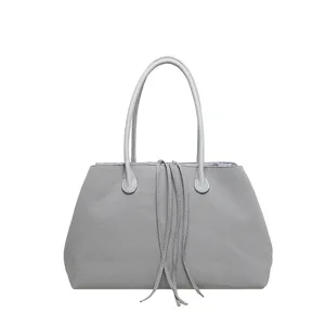 Borsa shopper grigia casual leggera e capiente, elegante borsa a spalla minimalista per commute.