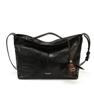 Elegante bolso de hombro cruzado suave vintage de gran capacidad en cuero para mujer diario