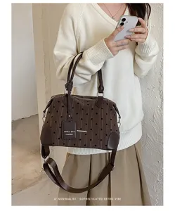 Élégant sac à main rétro à pois pour femmes, sac bandoulière tendance automne.