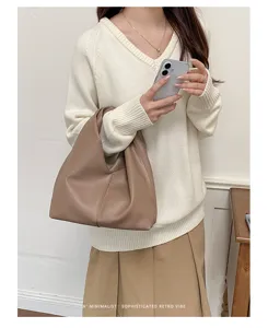 Bolso de Mano Plisado Minimalista Casual para Mujer Bolso de Hombro Elegante y Moderno
