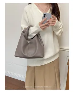 Bolso de hombro hobo con nudo minimalista para mujer, bolso casual retro de cuero suave para axilas