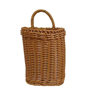 Brauner künstlicher Rattan Wand Hängekorb für Küche Zwiebel und Knoblauch Aufbewahrung