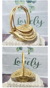 Cesta de bambú natural tejida a mano para arreglos florales, almacenamiento y recolección.